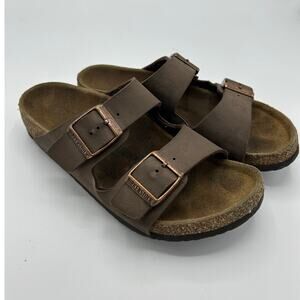 Birkenstock Arizona Sandals Size 34 EU (Kids/Small) Brown Leather Copper Buckles